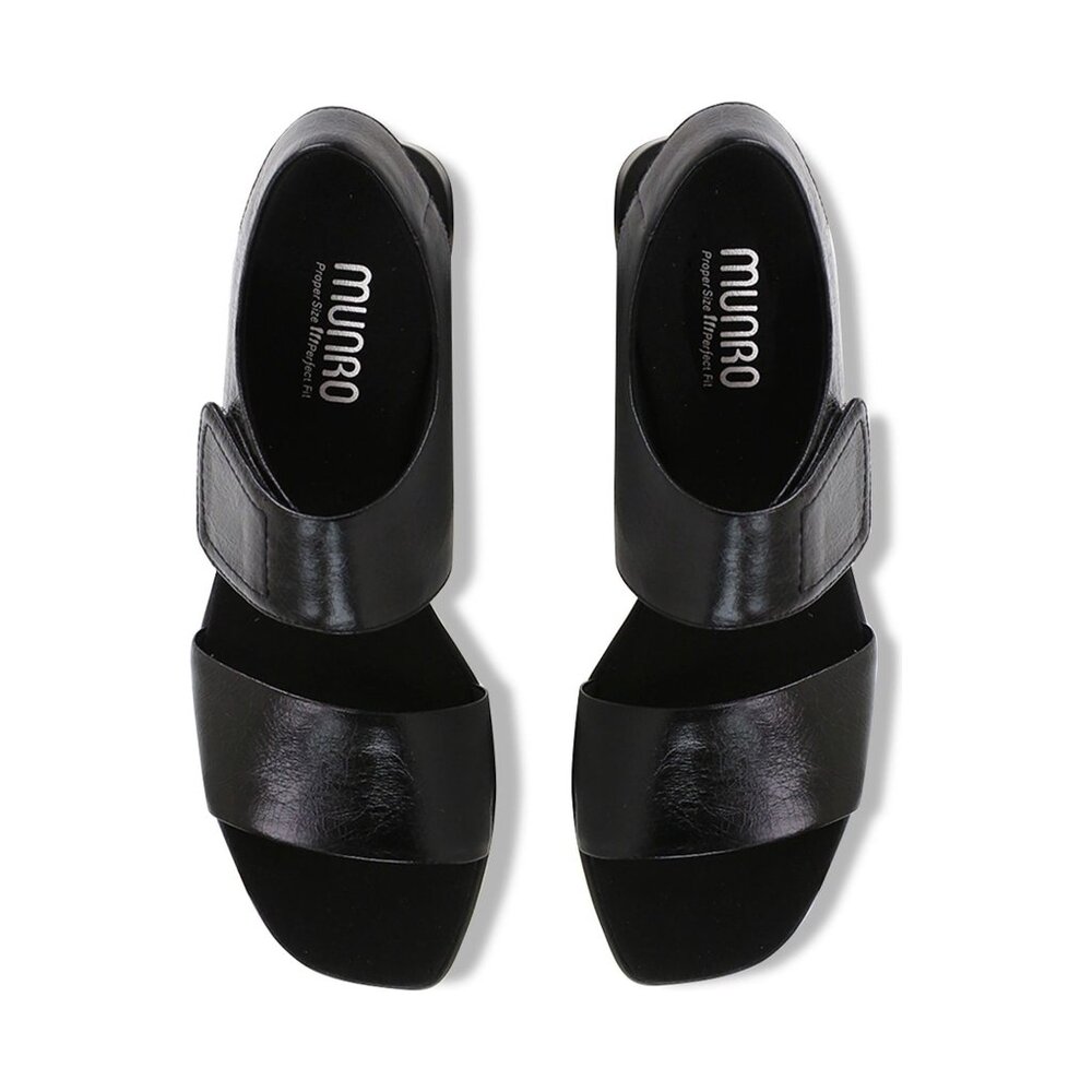 🆕MUNRO Nissa Leather Comfort Sandals Shoes Black 10 - Picture 3 of 12